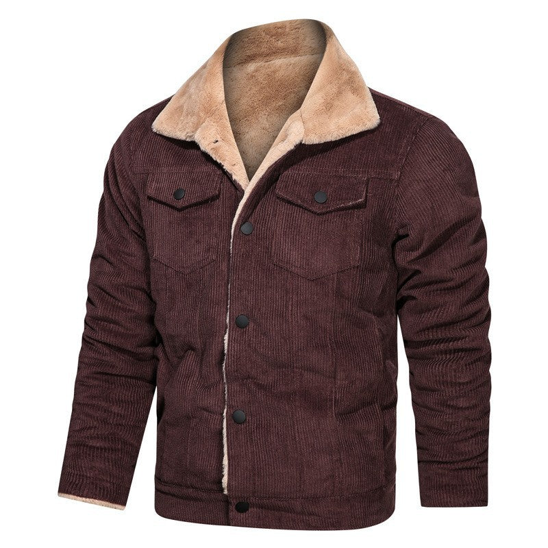 Herren Cordjacke mit Teddyfutter und Druckknopfverschluss EB
