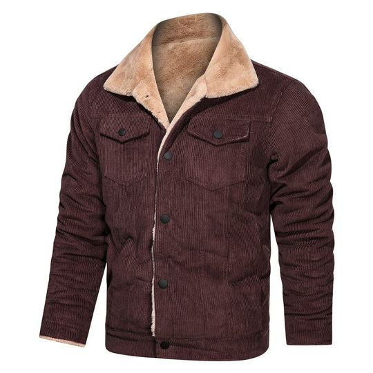 Herren Cordjacke mit Teddyfutter und Druckknopfverschluss EB