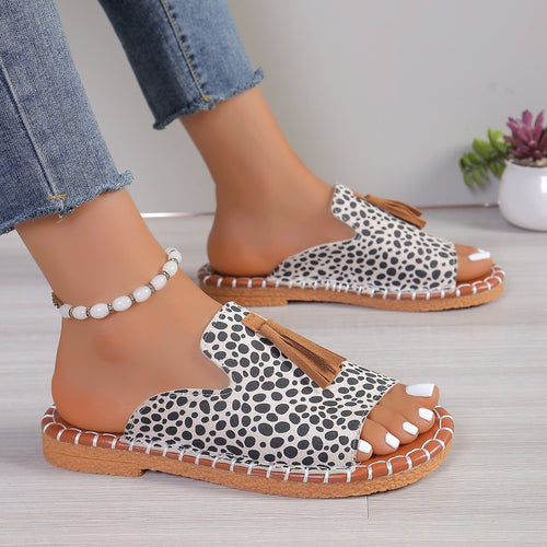 Damen Komfortable Clogs mit dekorativen Fransen und rutschfester Sohle EB