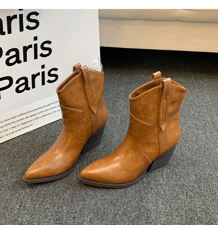 Damen modische Ankle Boots im eleganten Look mit spitzem Zehenbereich EB