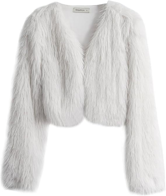 Damen Flauschige Kurzjacke mit offenem Schnitt EB