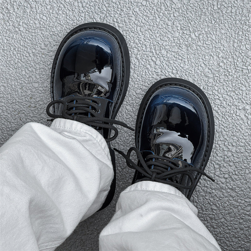 Damen Hochglänzende Schnürschuhe mit dicker Sohle und modischem Design EB