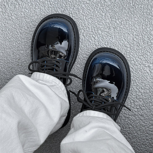 Damen Hochglänzende Schnürschuhe mit dicker Sohle und modischem Design EB
