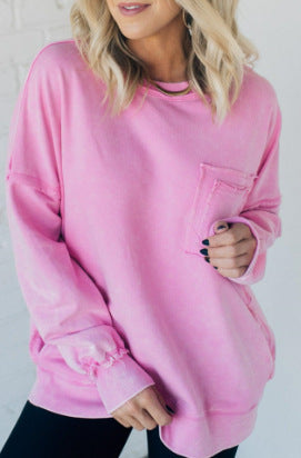 Damen Lässiger Oversized-Sweatshirt mit Rüschendetails EB