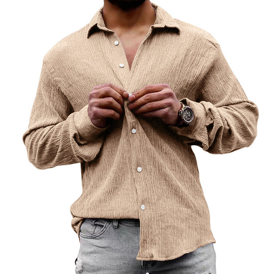 Herren lässiges Langarmhemd mit strukturiertem Gewebe und modernem Look EB
