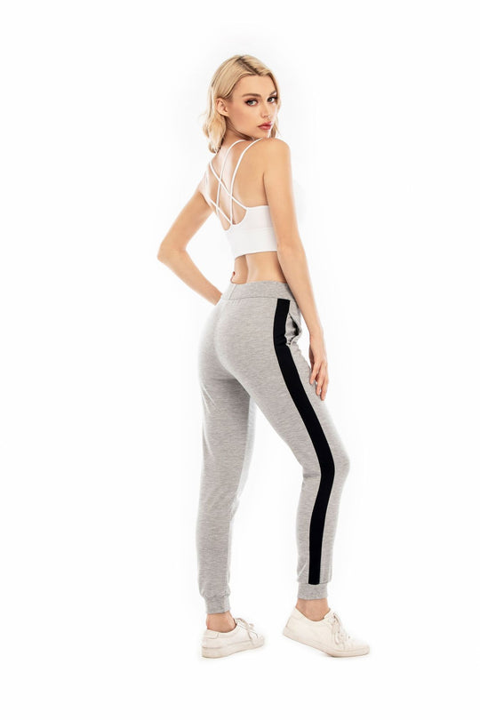 Damen Sportliche Freizeithose mit elastischem Bündchen und seitlichen Kontraststreifen EB