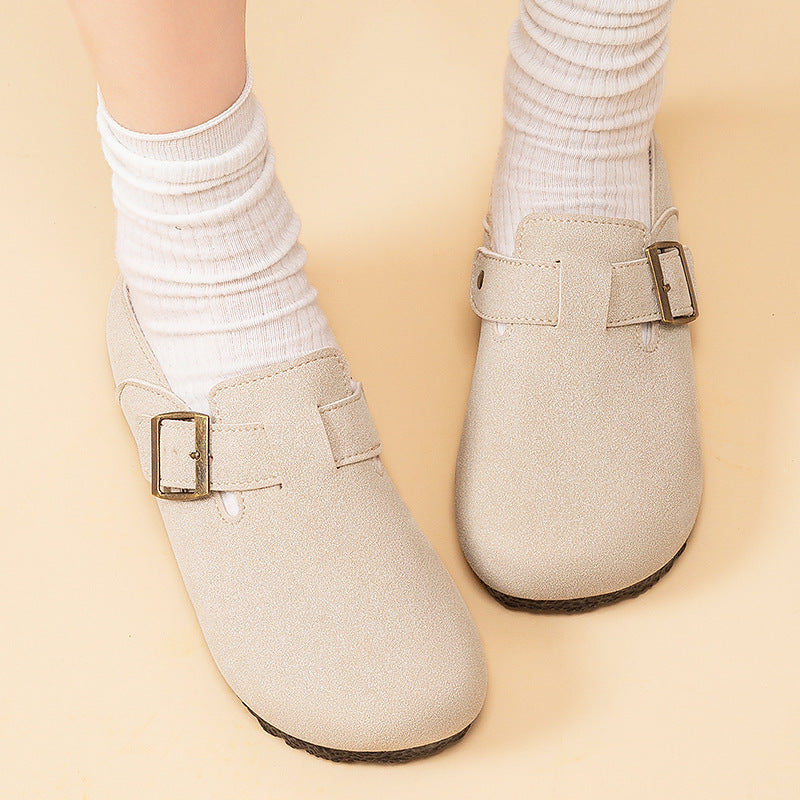 Damen nan gemütliche Nubuk-Slipper Clog mit verstellbarer Messingschnalle und ergonomischem Memory-Fußbett EB
