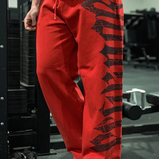 Herren nan weite Sweathose aus angerautem Fleece mit seitlichem Vintage-Print und Kordelbund EB