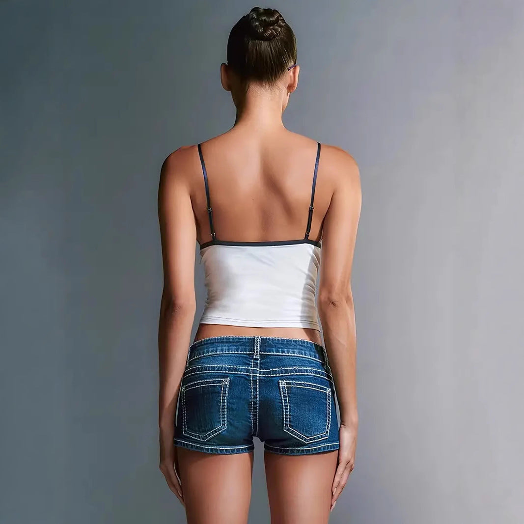 Damen Crop-Top mit tiefem V-Ausschnitt und verstellbaren Trägern EB