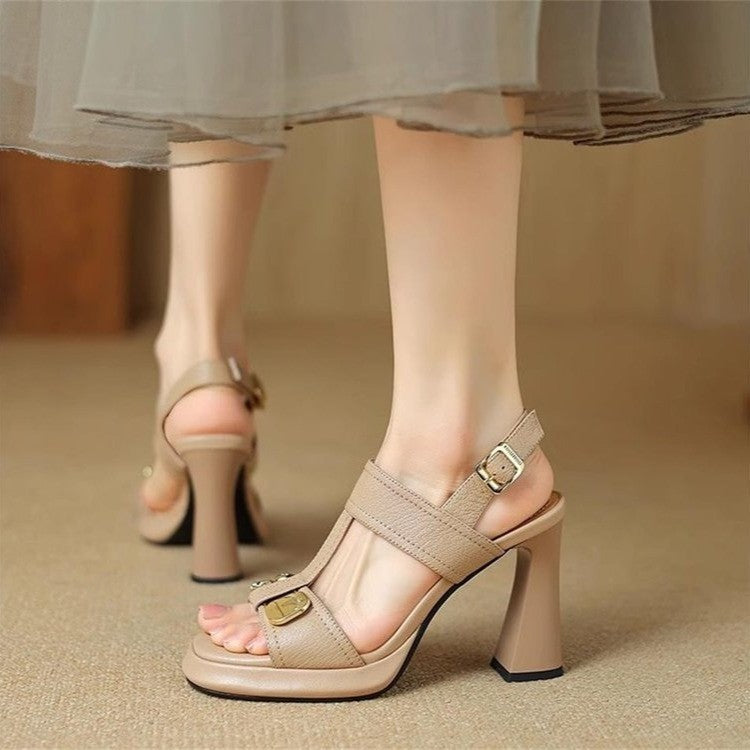 Damen elegante Slingback-Sandalen mit komfortablem Blockabsatz EB