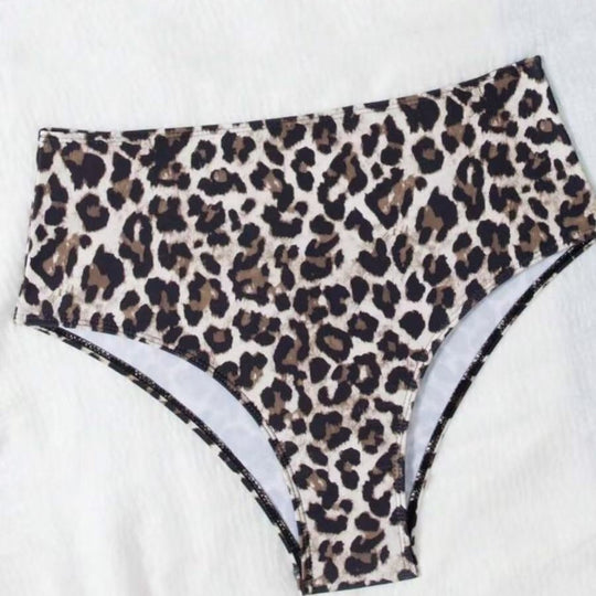Damen Hoch tailliertes Bikini-Set mit gepolstertem Oberteil und animalischem Muster EB