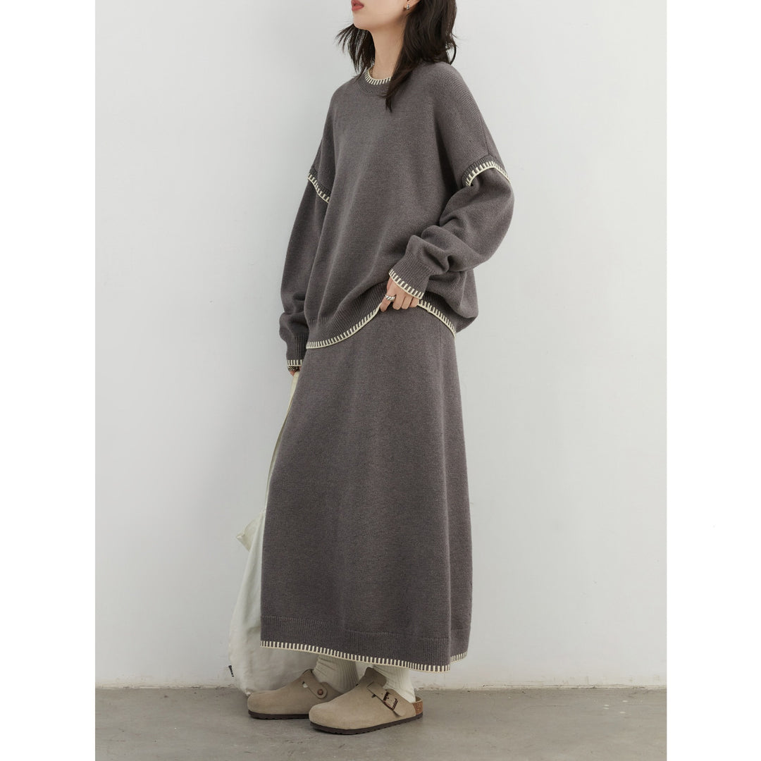 Damen Strickensemble mit lässigem Schnitt und dekorativen Akzenten EB