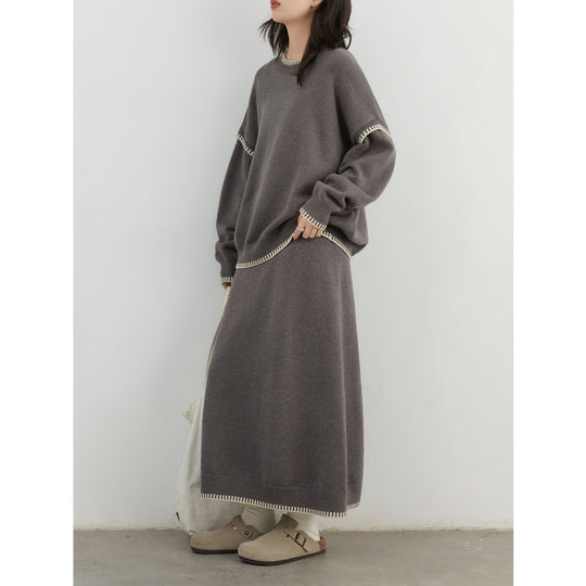 Damen Strickensemble mit lässigem Schnitt und dekorativen Akzenten EB