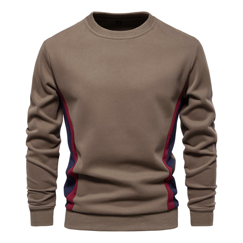 Herren nan Rundhals-Sweatshirt aus Baumwollmix mit seitlicher Kontrastpaspel und schmaler Silhouette EB
