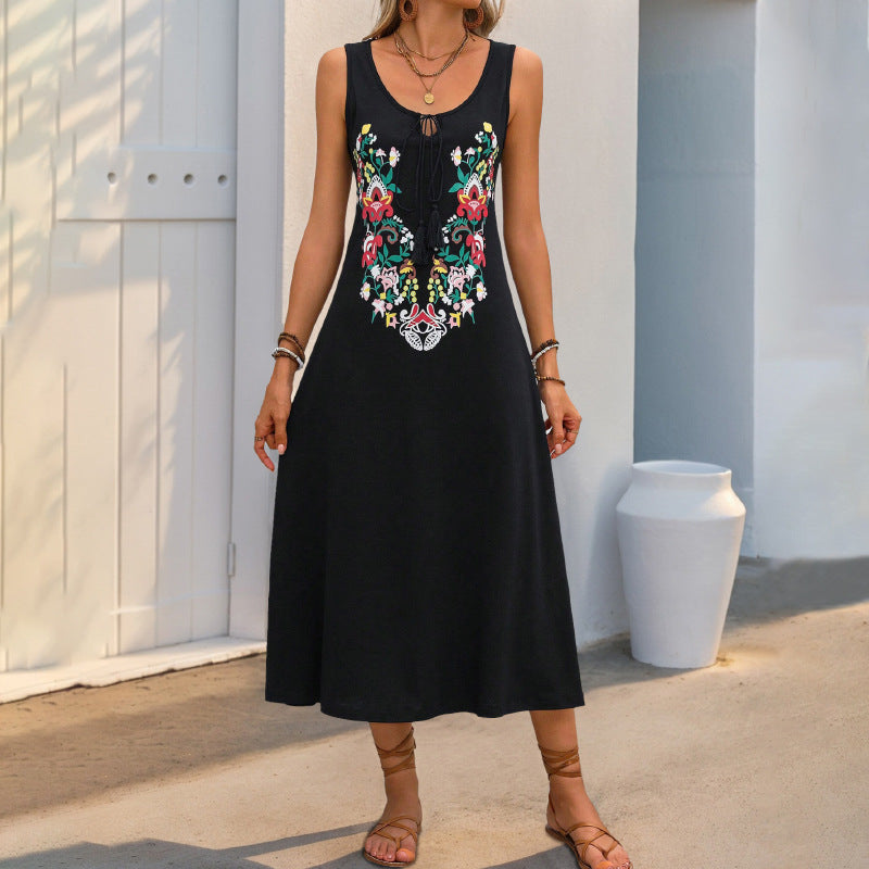 Damen Maxikleid mit verspieltem floralem Muster und raffinierten Trägerdetails EB