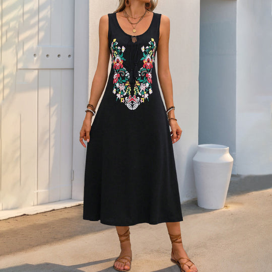 Damen Maxikleid mit verspieltem floralem Muster und raffinierten Trägerdetails EB