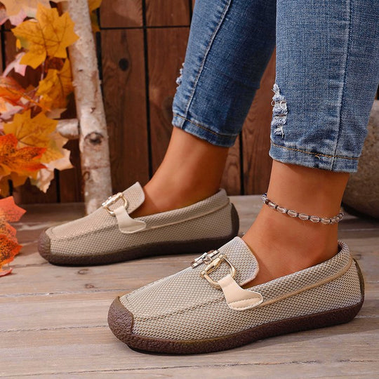 Damen Komfortable Freizeitschuhe mit dekorativen Schnallen EB