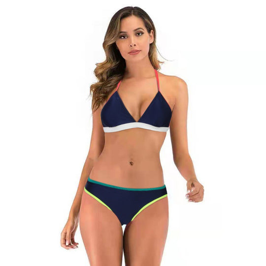 Damen Triangelbikini mit sportlichem Design und modischen Kontrasten EB