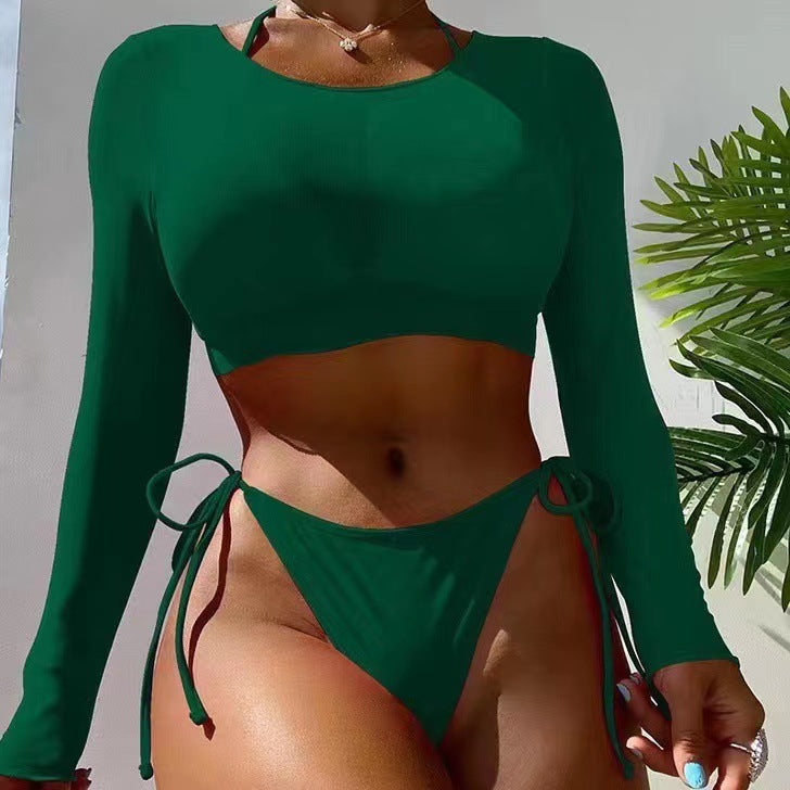 Damen Bikini-Set mit langem Arm und asymmetrischem Design EB