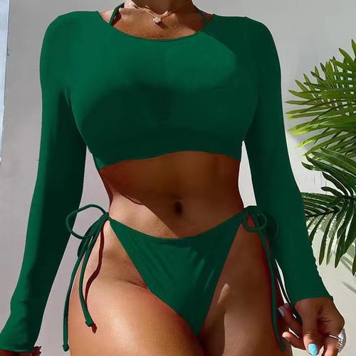 Damen Bikini-Set mit langem Arm und asymmetrischem Design EB