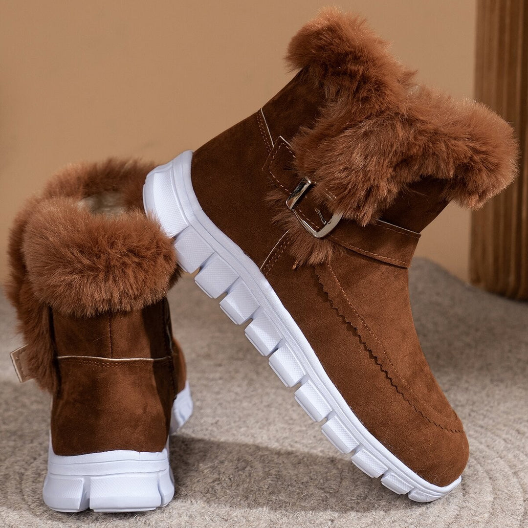 Damen Winterboots mit kuscheligem Kunstfellkragen und rutschfester Sohle EB