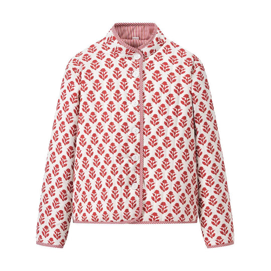 Damen leichte Baumwolljacke mit floralem Muster EB