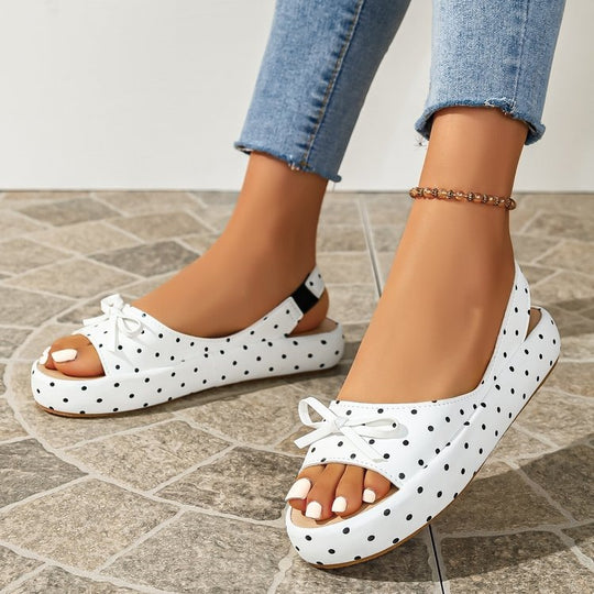 Damen Offene Ballerinas mit dekorativem Schleifendetail EB