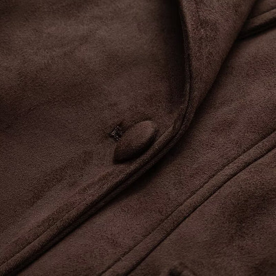 Damen elegante Wildlederjacke mit Taillengürtel EB