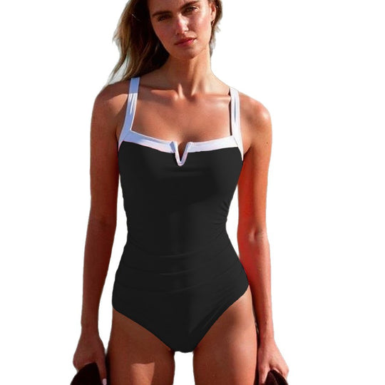 Damen Hochwertiger Badesuit mit modischem V-Ausschnitt EB