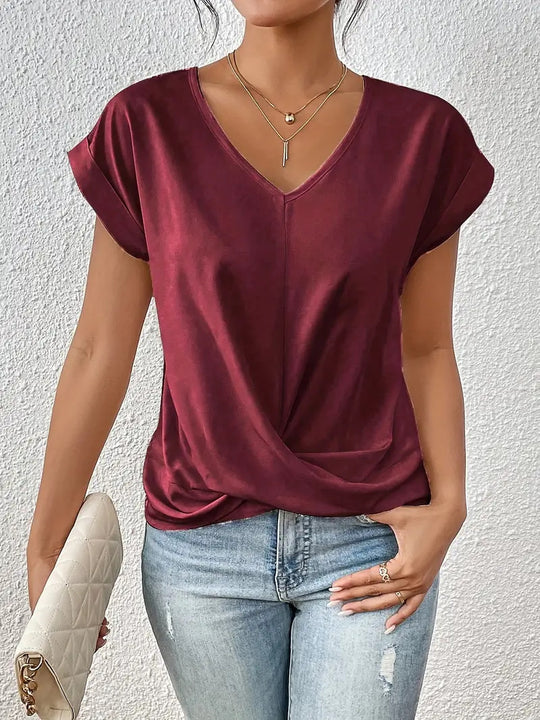 EB | Einfarbiges T-Shirt mit V-Ausschnitt