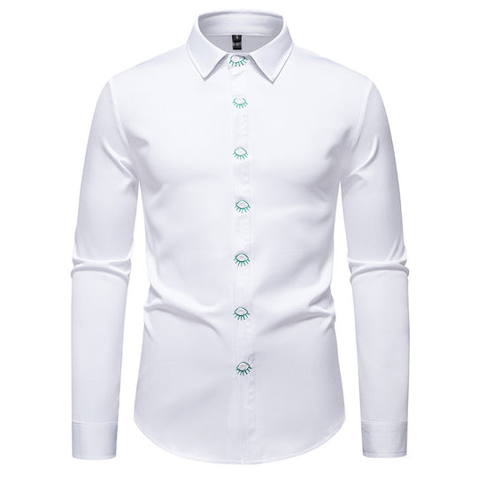 Herren Langarmhemd mit kreativem Knopfdesign EB