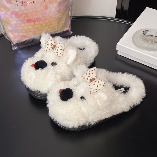 Damen Hausschuhe mit niedlichem Tierdesign und komfortablem Flausche-Material EB