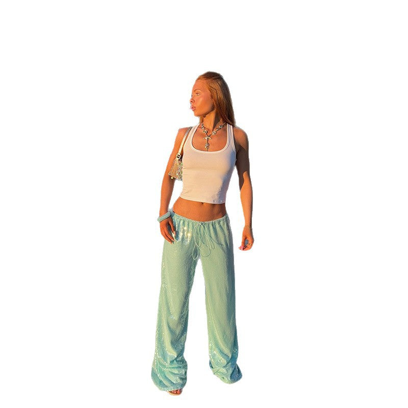 Damen Glitzernde Palazzo-Hose EB