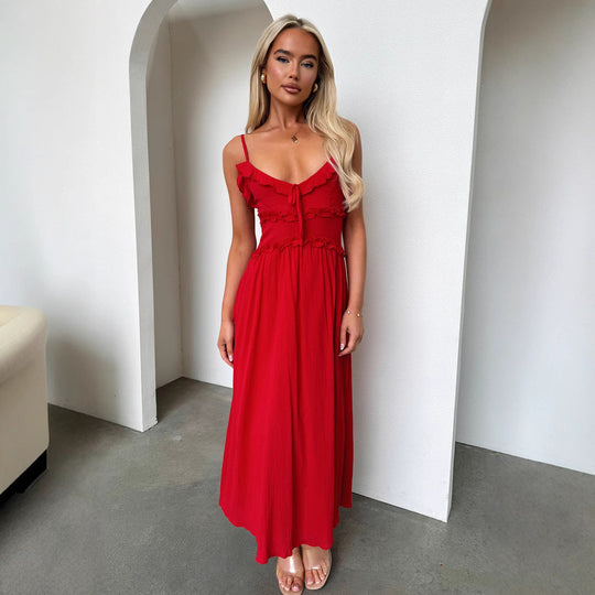 EB | Kleid mit Hosenträgern und Rüschen