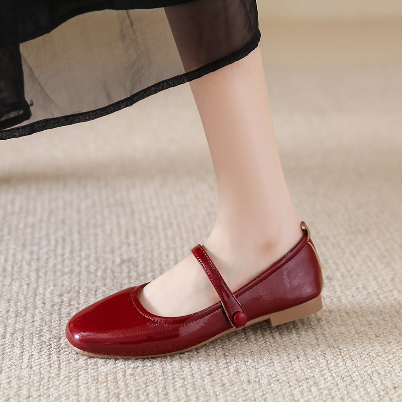 Damen Ballerina-Schuhe mit elegantem Riemen und schimmerndem Obermaterial EB