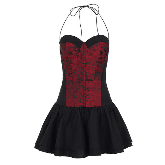 Damen Spitzen-Cocktailkleid mit raffiniertem Bustier-Oberteil und voluminösem Rock EB