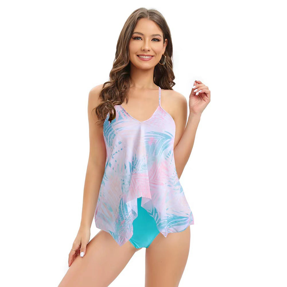 Damen Tankini-Set mit floralem Überrock und verstellbaren Trägern EB