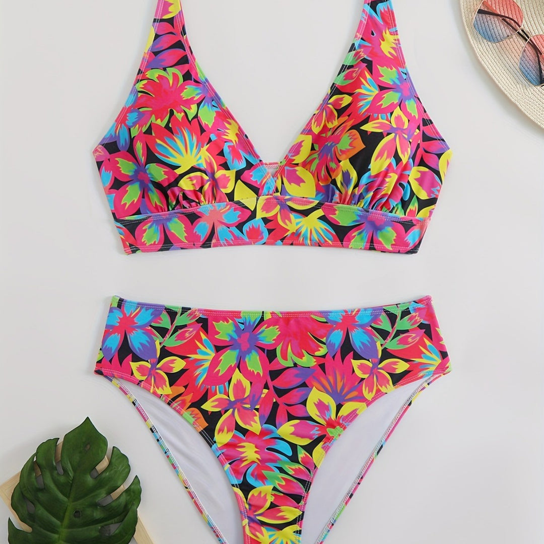 Damen Bikiniset mit auffälligem floralem Design und komfortablem Schnitt EB