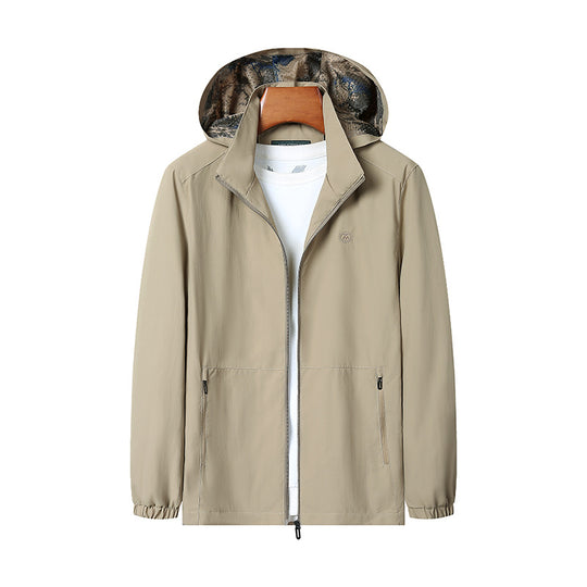Herren Leichte Wind- und Wasserabweisende Kapuzenjacke mit Camouflage-Innenfutter EB
