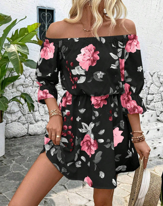 Damen Boho Kleid mit Blumenmuster EB