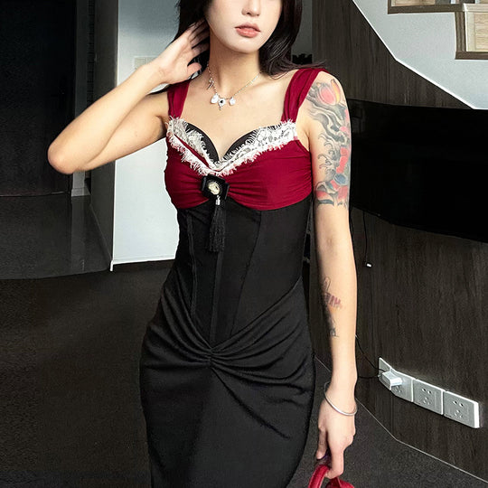 Damen Elegantes Maxikleid mit dekadentem Bustier-Oberteil und verzierten Details EB