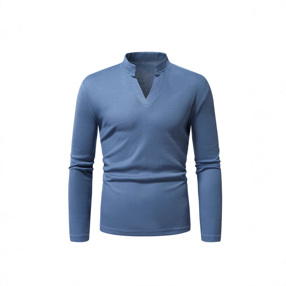 Herren Langarmshirt mit modernem Stehkragen und strukturierter Oberfläche EB