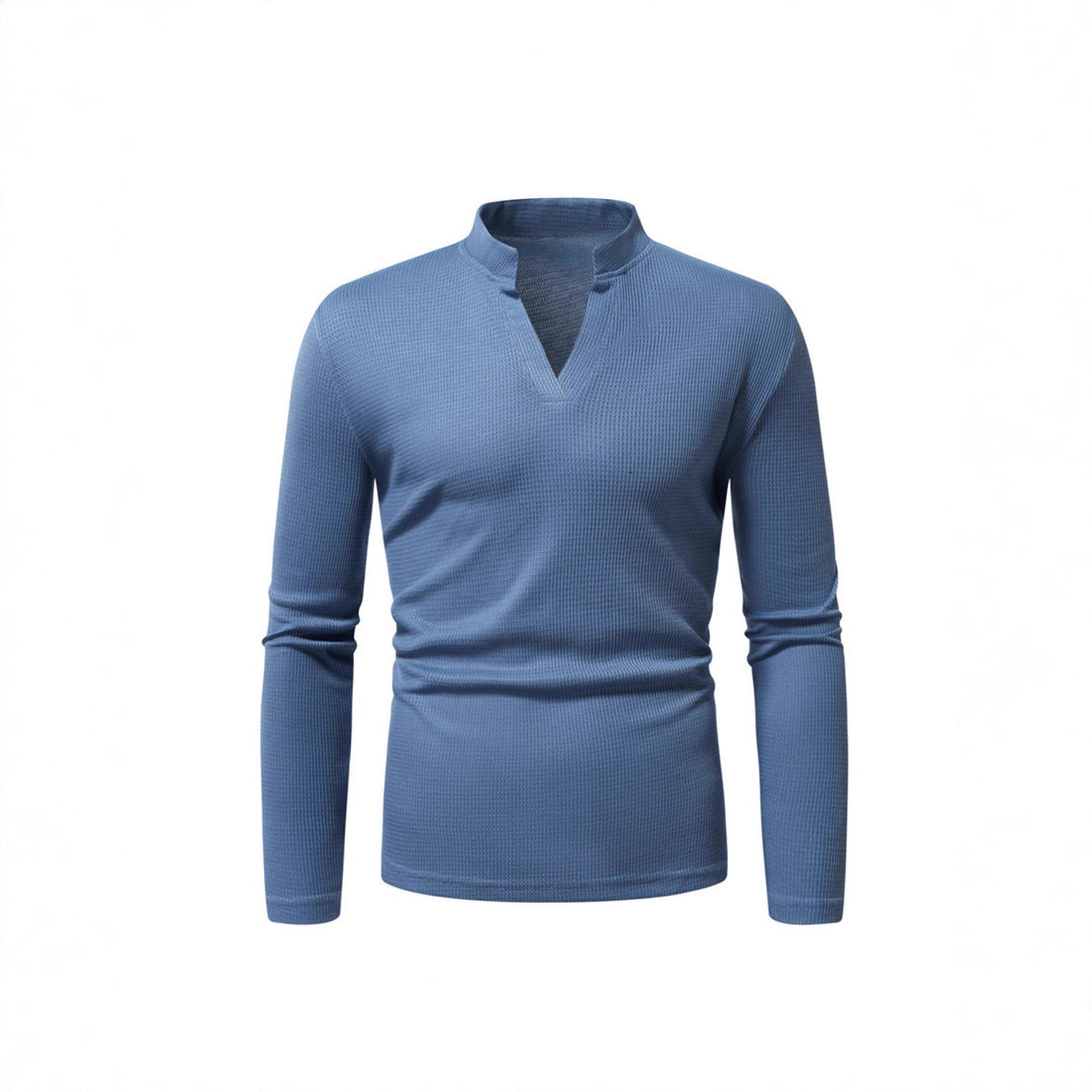 Herren Langarmshirt mit modernem Stehkragen und strukturierter Oberfläche EB