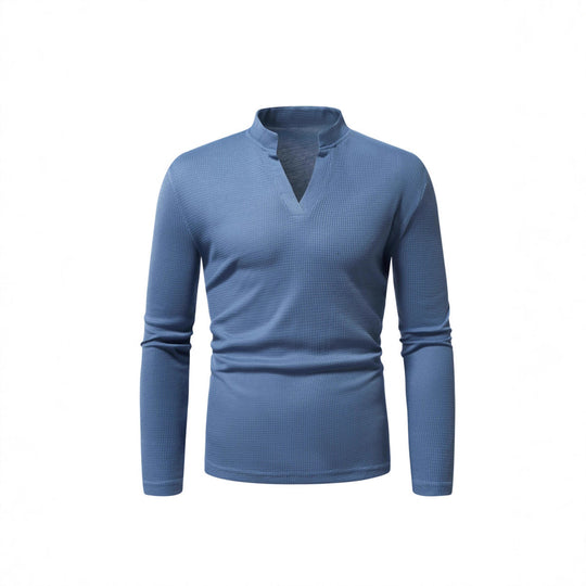 Herren Langarmshirt mit modernem Stehkragen und strukturierter Oberfläche EB