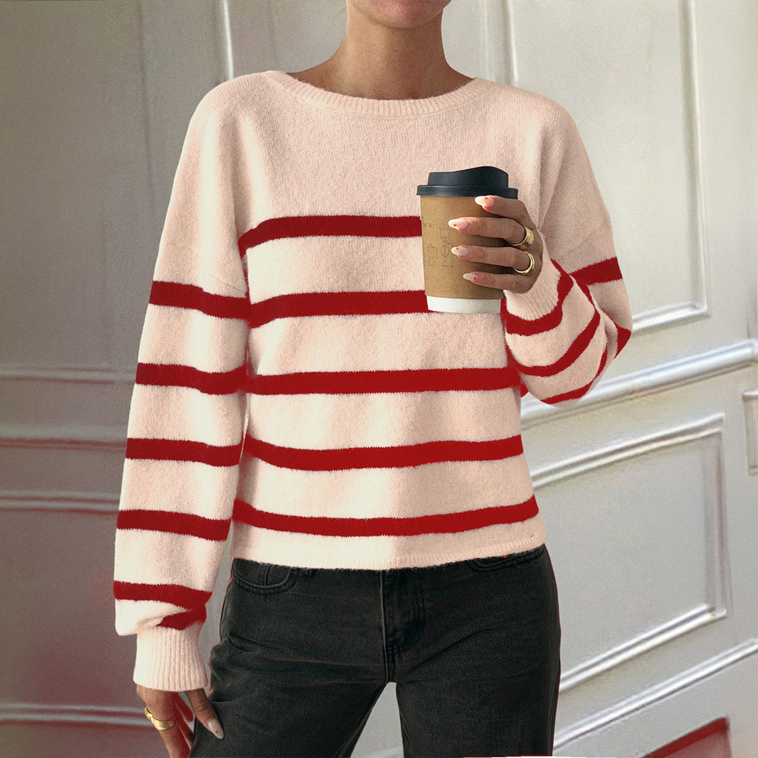 Damen nan oversized Mohair-Strickpullover mit weitem Carmen-Boat-Ausschnitt und flauschiger Struktur EB