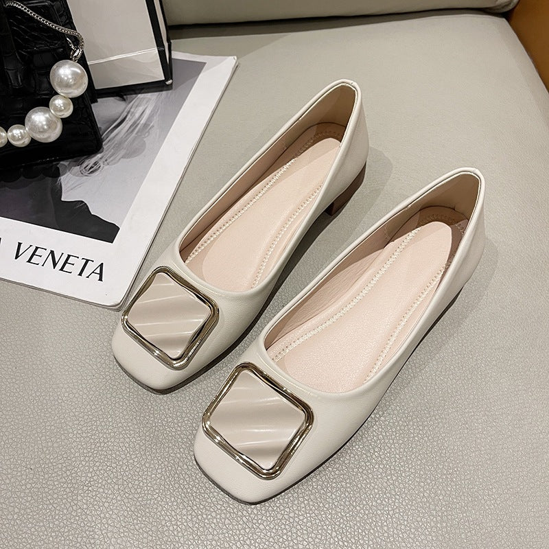 Damen elegante Ballerinas mit modischem Quadrat-Detail EB