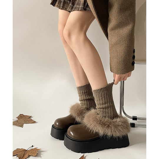 Damen Plüschgefütterte Plateau-Schuhe mit rutschfester Sohle EB
