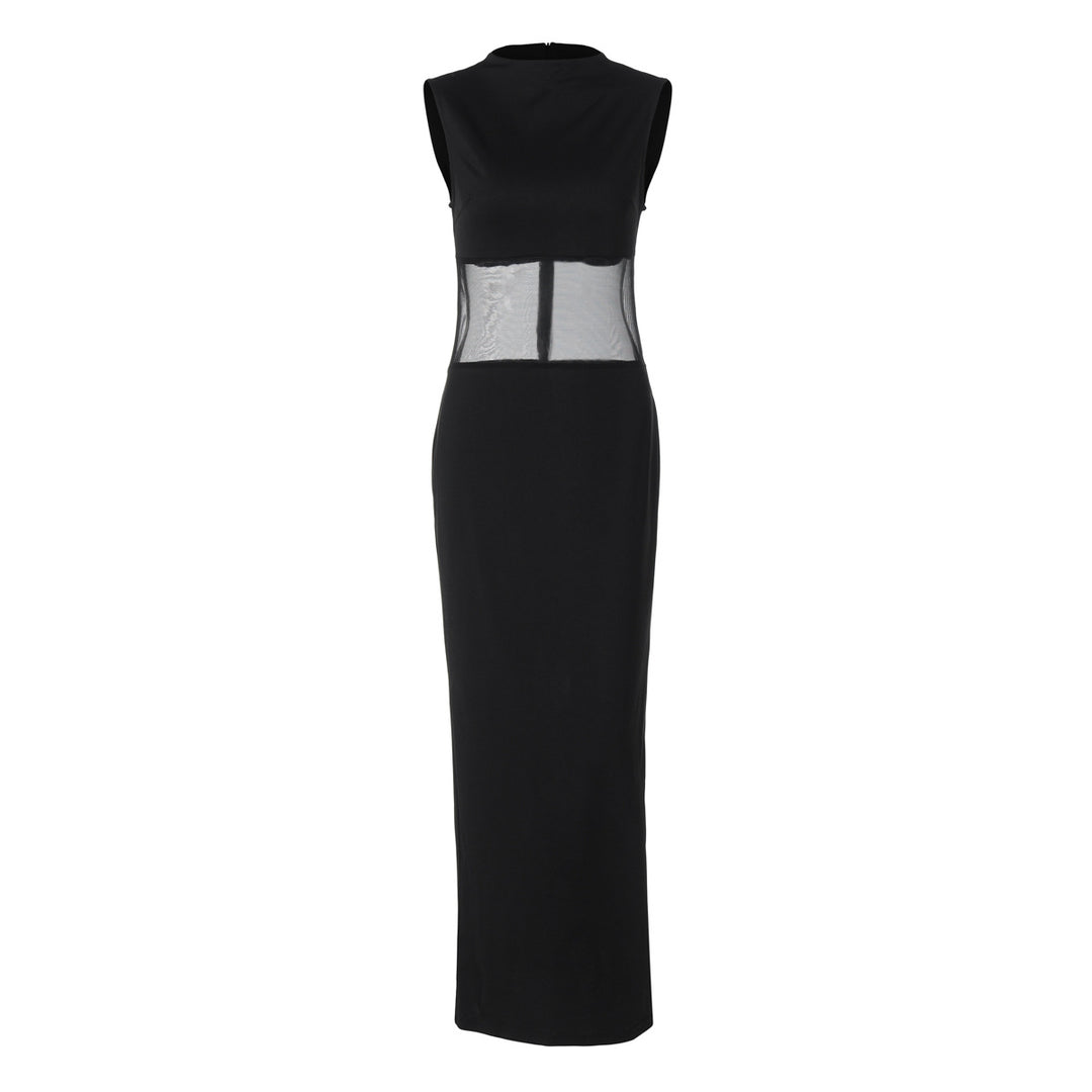 Damen Elegantes und figurbetontes Maxikleid mit transparenten Einsätzen EB