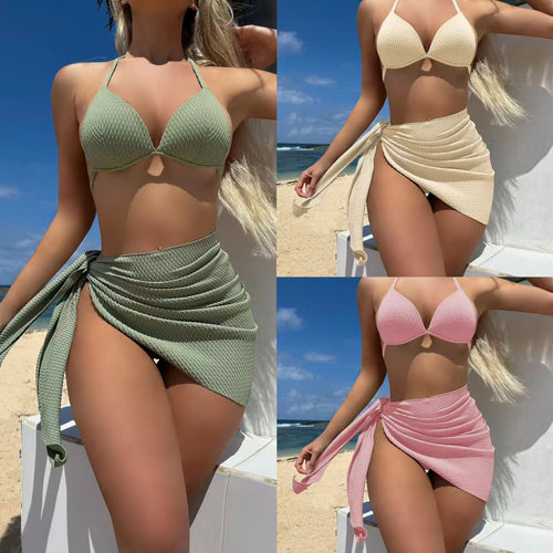 Damen Bikini-Set mit raffiniertem Wickelrock und gepolstertem Oberteil EB
