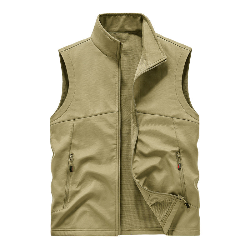 Herren atmungsaktive Softshell-Outdoorweste mit hochschließendem Stehkragen und fleecegefütterter Innenseite EB